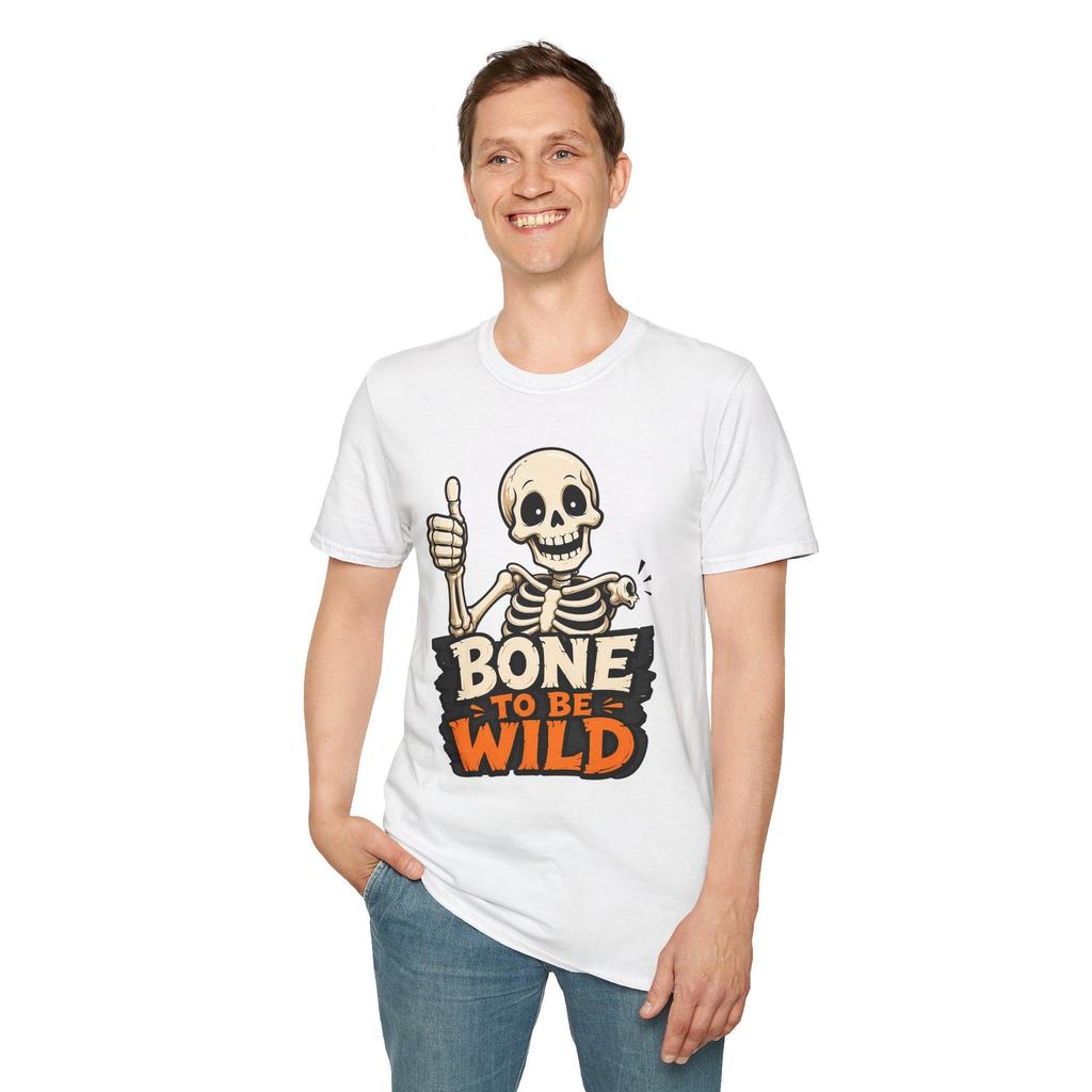 Skeleton Halloween Horror Cute Funny Cartoon Character Unisex Softstyle T-Shirt