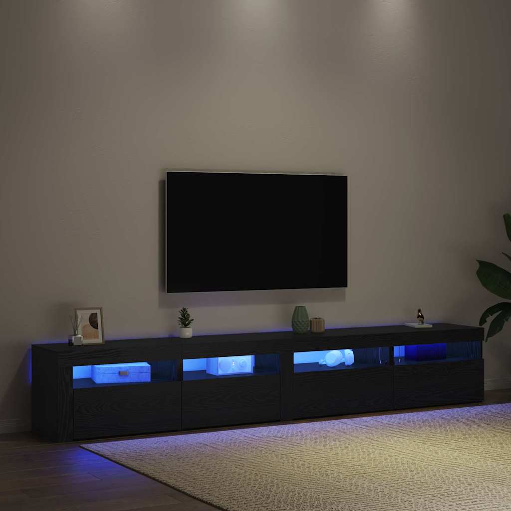 TV Cabinet Set 3 pcs Black Oak Effect 240 x 35 x 40 cm