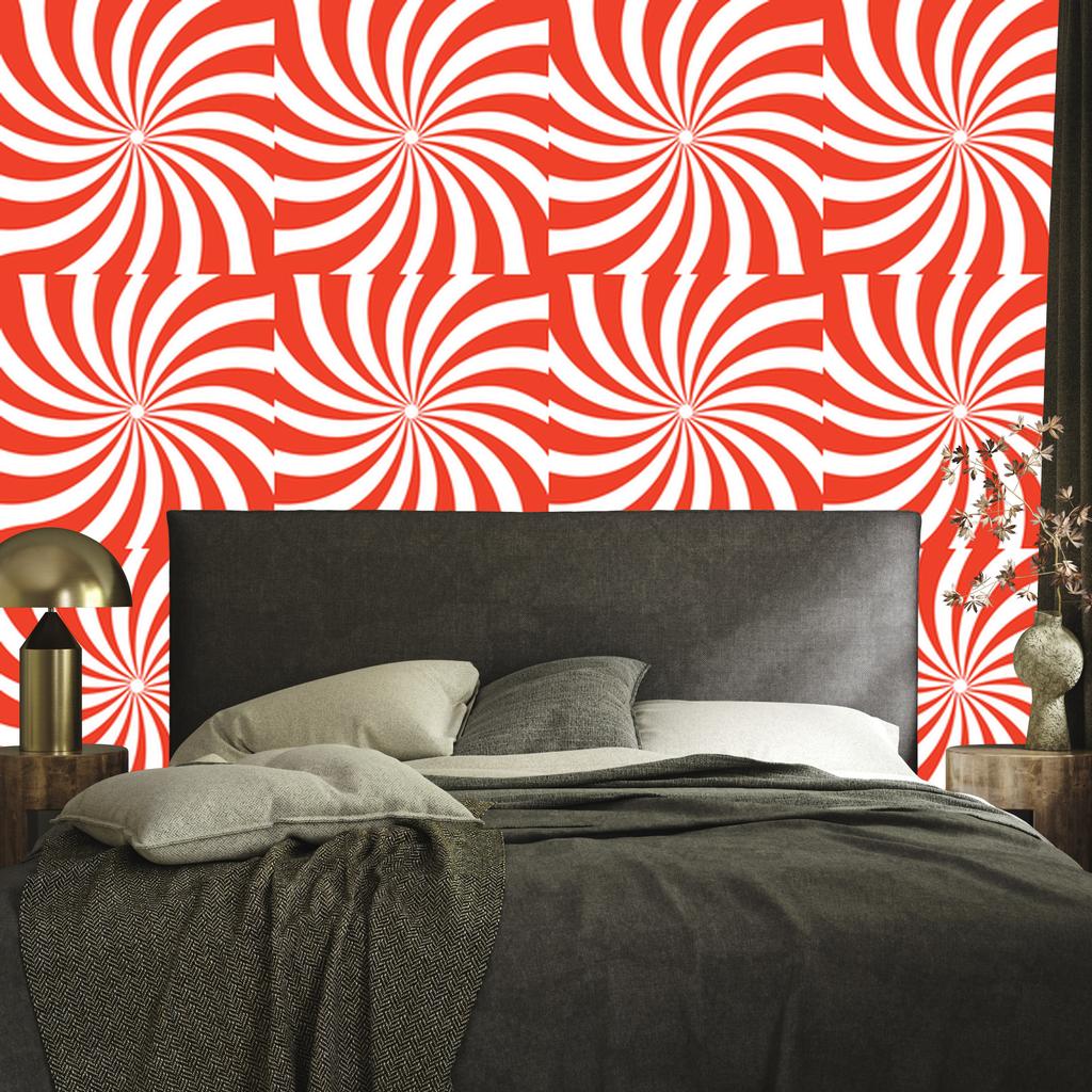 Hippie wallpaper background coral, red and white 50x1000