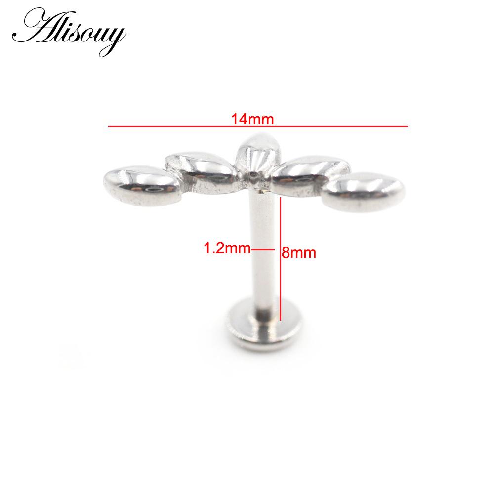 Alisouy 1PC Нержавеющая сталь Собака Следы Лист 16G Tragus Helix Bar Лабрет Губное кольцо Хрящ Ухо Серьги Пирсинг Украшения для тела