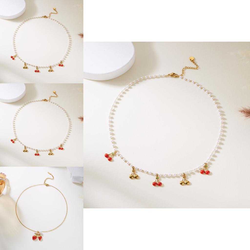 Fruitinspired Stainless Steel Necklace Collection With Multilayer Chains For Summer Fashion Accessories