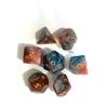 7pcs/Set Tri Color Glitter Polyhedral Dice for Dnd COC Cthulhu Rpg Running Group Board Game Dice Number Dice Set