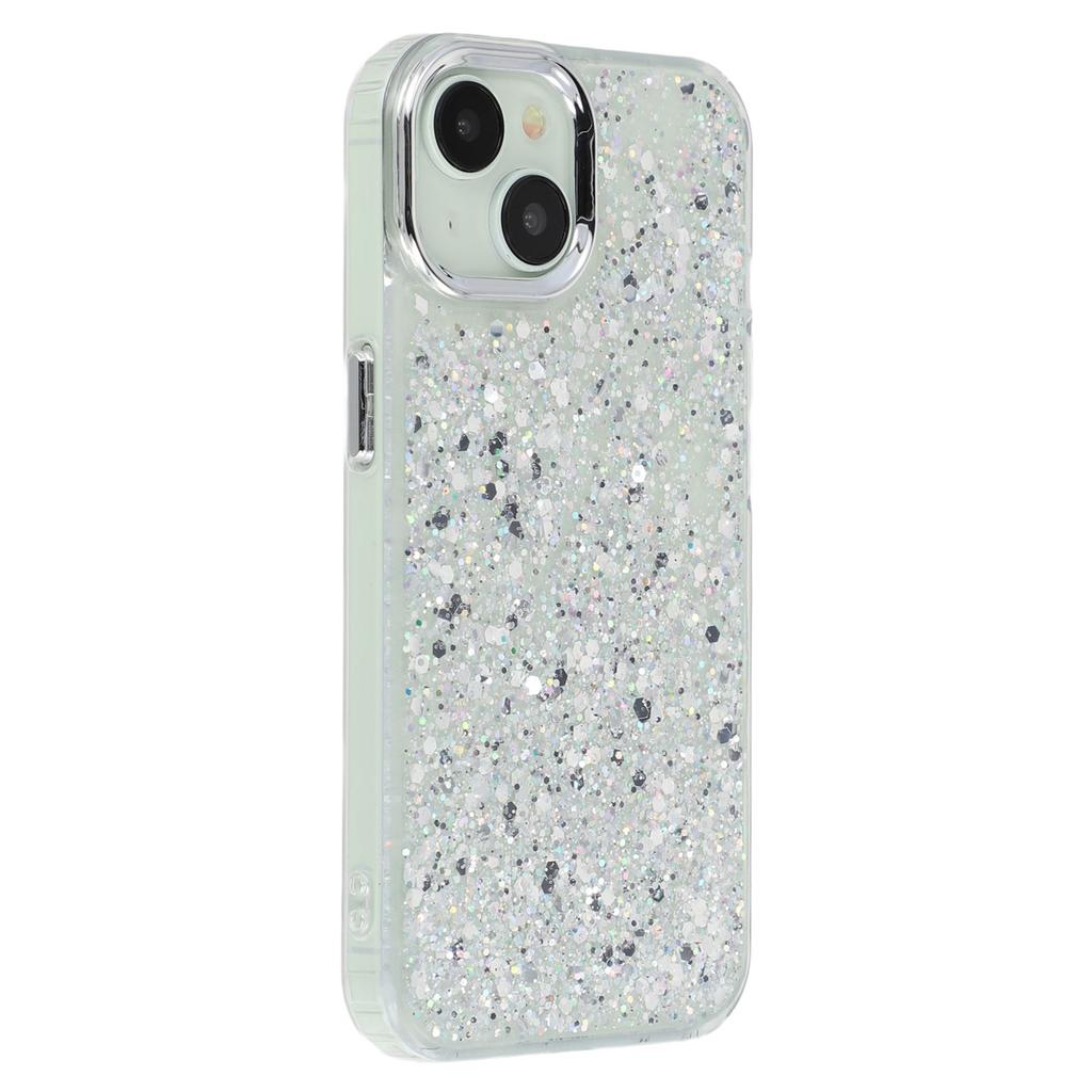 For iPhone 14 Case Epoxy Design Electroplating Soft TPU Phone Back Cover Large Lens Cutout