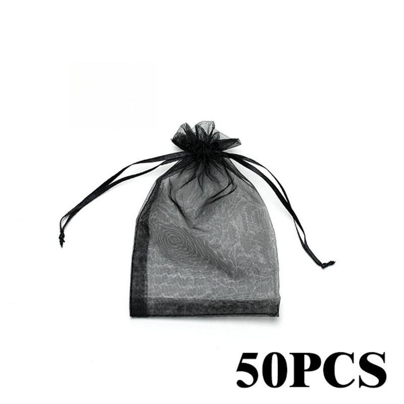 50 шт./лот многоцветный мешок для упаковки ювелирных изделий 7*9 11*16 15*20 см органза мешочки для хранения подарков свадебные мешочки с завязками оптовая продажа