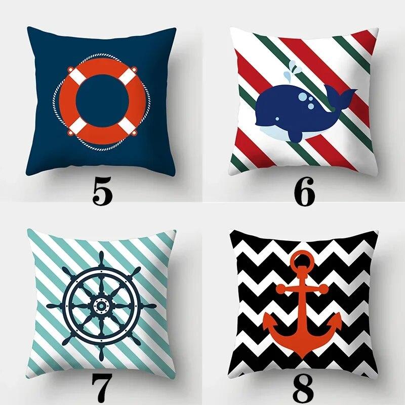 Наволочка в матросском стиле 45смX45см Квадратная наволочка для дивана Подушка на тему океана