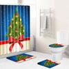 Christmas Shower Curtain Floor Mat Combination Four-Piece Set Bathroom Toilet Carpet Shower Room Mat Foot Mat