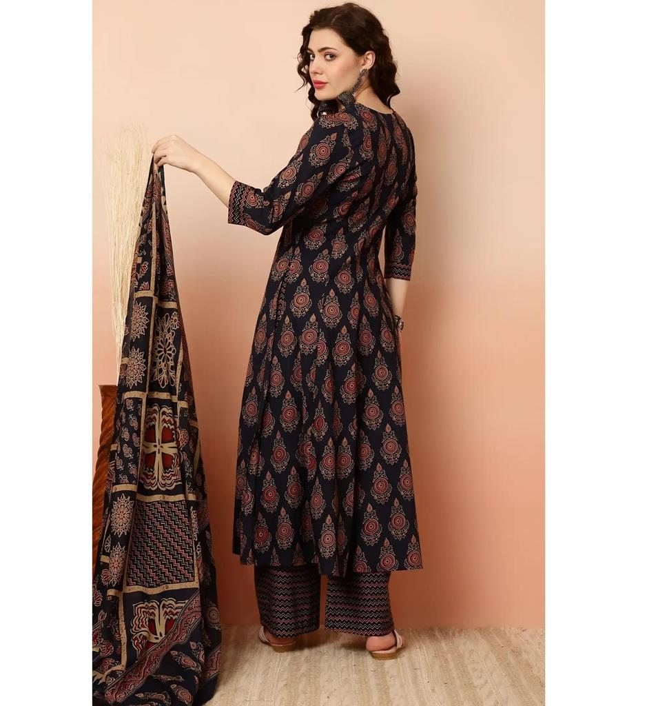 Women Designer Kurta Pant Dupatta Set Indian Bollywood Top Tunic Cotton Kurti Dress