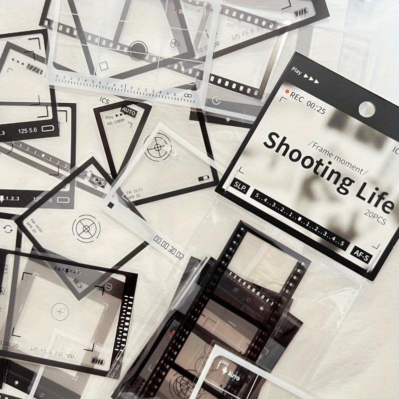 Time Film Series]1pack Retro Black & White Film Decorative Sticker Set Scrapbook Supplies School Supplies for Diy Scrapbooking Frames, 20pieces/Pack