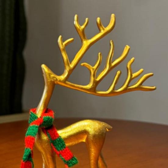 1/2 шт. Рождественская статуэтка оленя с шарфом, минималистичная фигурка силуэта лося, скульптура оленя, украшение для дома, офиса, рабочего стола