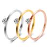 Minimalist 1MM Stainless Steel Tri-Color Diamond Ring - Versatile Fashion for Women