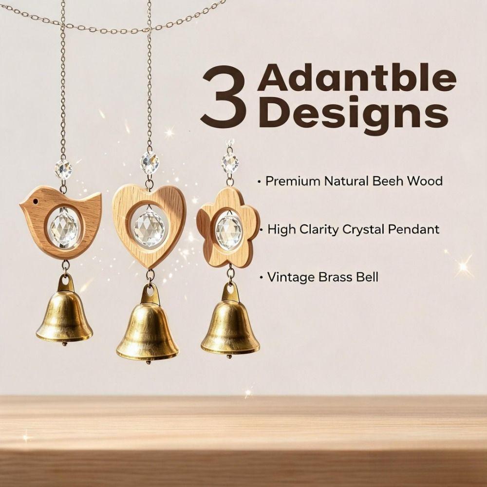 Crystal Prism Bird Wind Chimes Wooden Sun Catcher Vintage Crystal Pendant Home