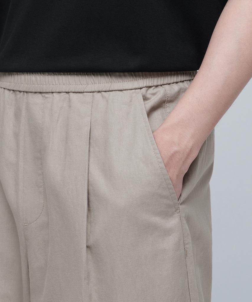 MUSINSA STANDARD Cotton Linen One-Pleat Wide Pants [Beige]
