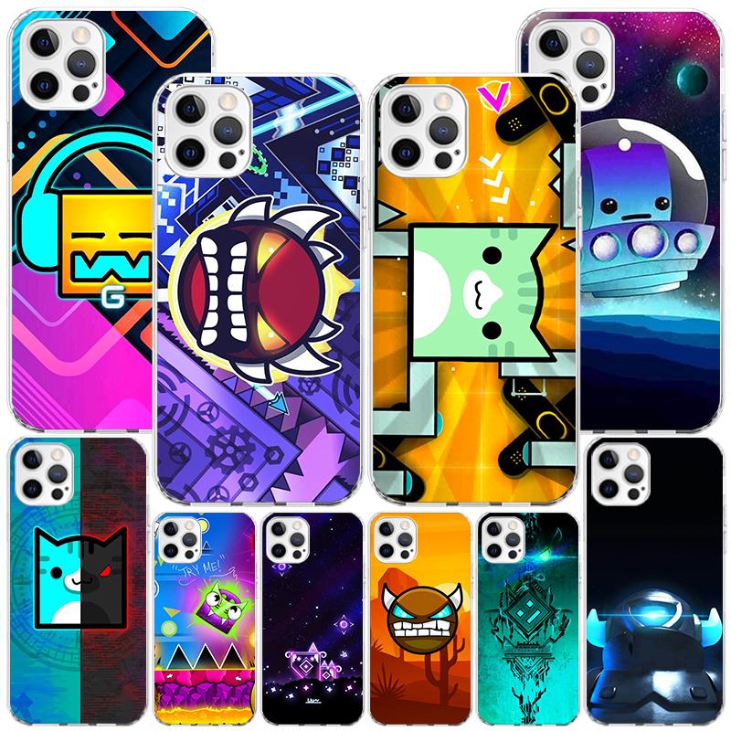 Чехол для телефона Geometry Dash Для iPhone 17 Air 16 Pro Max 16E 15 + 14 Plus 11 12 13 Mini 7 8 SE Подарок Печатная крышка Fundas 16 Pro