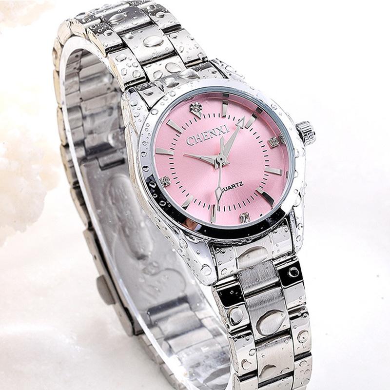Fasinon Elegant Women Casual Watches Pink Rhinestone Simple Minimalism Lady Quartz Wristwatch 3ATM Waterproof CHENXI Brand Clock
