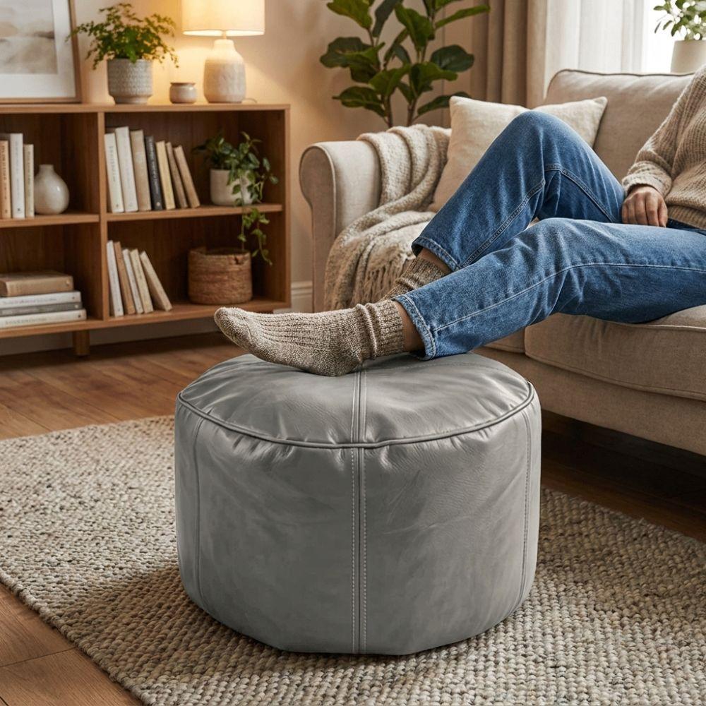 Unstuffed Bean Bag Cover Large Capacity Pouf Cover Non-Slip Round Lazy Sofa Covers Home Use