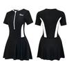 One-piece skirt swimsuit women conservative student 1011 new thin belly swimming hot spring diving sports swimsuit