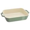Staub Dish 27cm Ceramic Gratin Dish Oven and Microwave Safe Japanese Ceramic Eucalyptus Color Dish "Rectangular Eucalyptus" [Official Product]