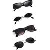 Sheomy Unisex Combo Offer Pack of 4 Shades Glasses Pathan Sunglasses Rectangle Retro Vintage Narrow Women::Men ,MKN-206