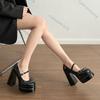 Fashion Comemore Platform Square High Heel Women's Mary Jane Shoes Fashion Butterfly-knot Shoes Spring Autumn Wedding Party Pumps Shoes