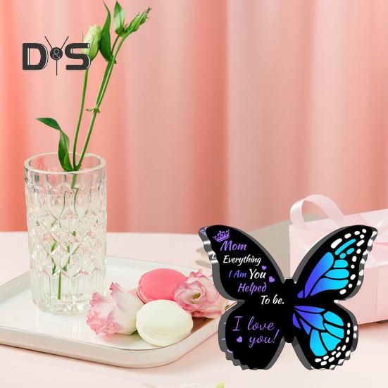 Акриловое украшение в виде бабочки. Подарок маме от дочери или сына. Прозрачное настольное украшение на День матери. Подарок на День святого Валентина.