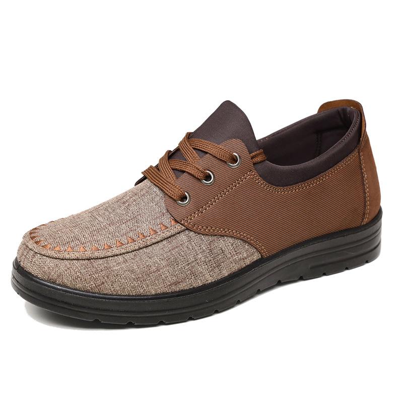 Men's cloth shoes breathable large size casual middle and old shoes soft sole polyester light sole men's shoes