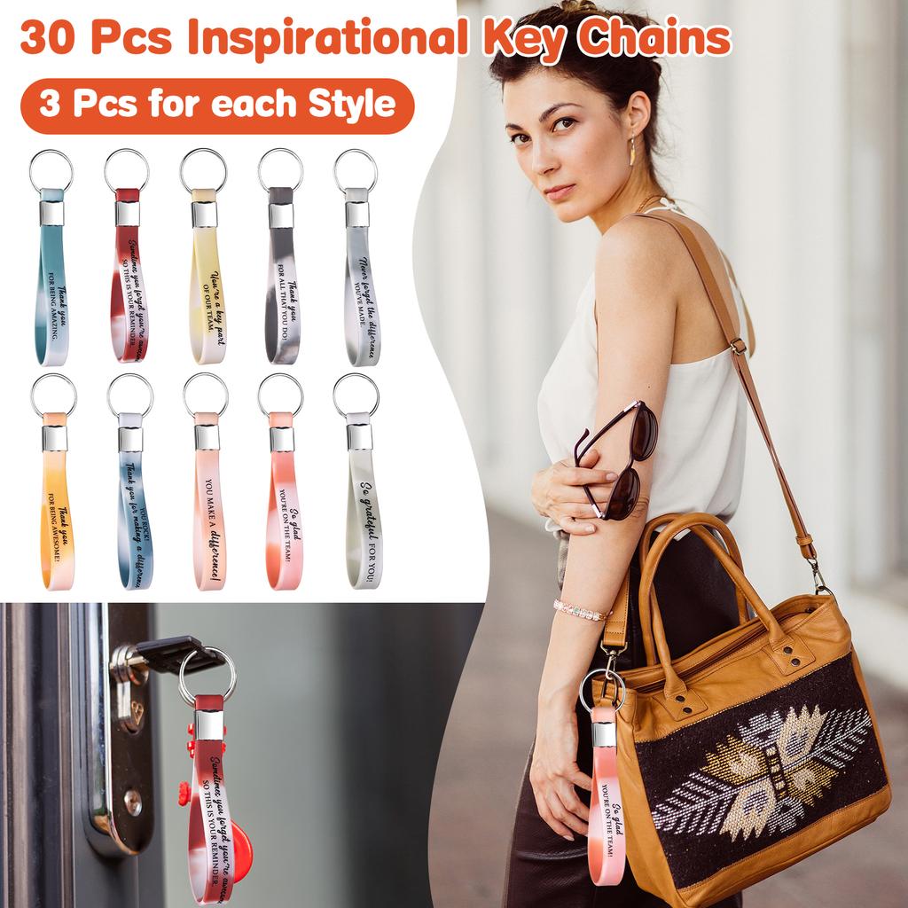 30 шт. Брелок «Спасибо» оптом Подарок сотруднику для поощрения Мотивационный силиконовый брелок Брелки с вдохновляющей цитатой Персонал App