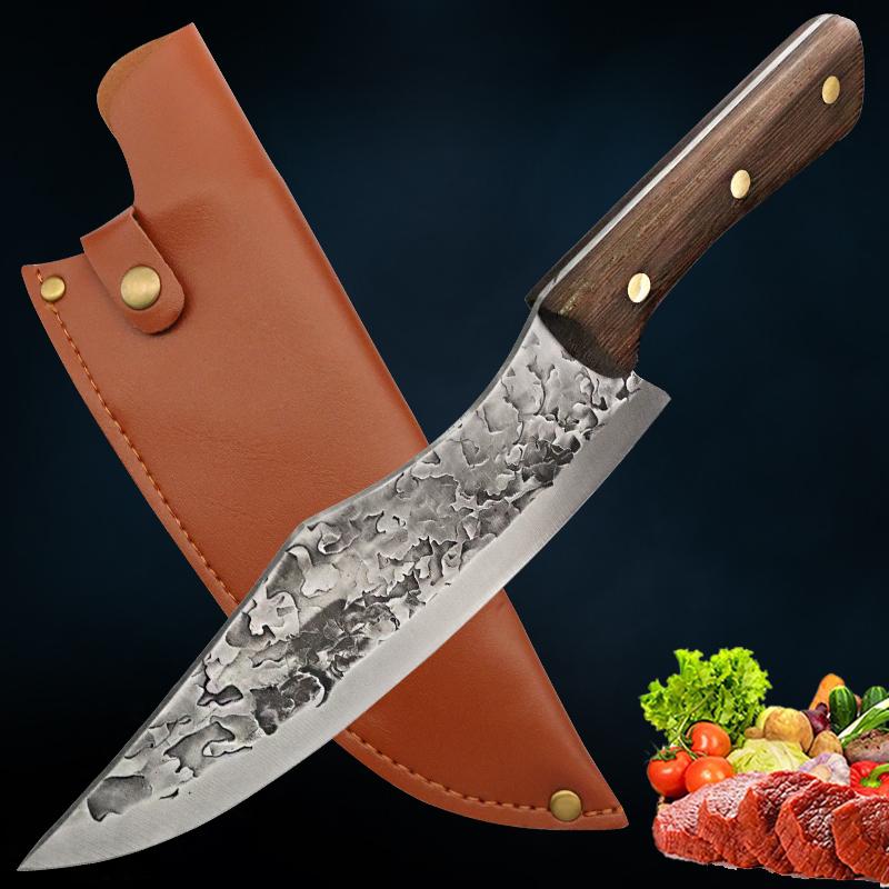 Кухонный нож для разделки мяса и рыбы из нержавеющей стали, нож для нарезки, топорик мясника, кухонные принадлежности с чехлом