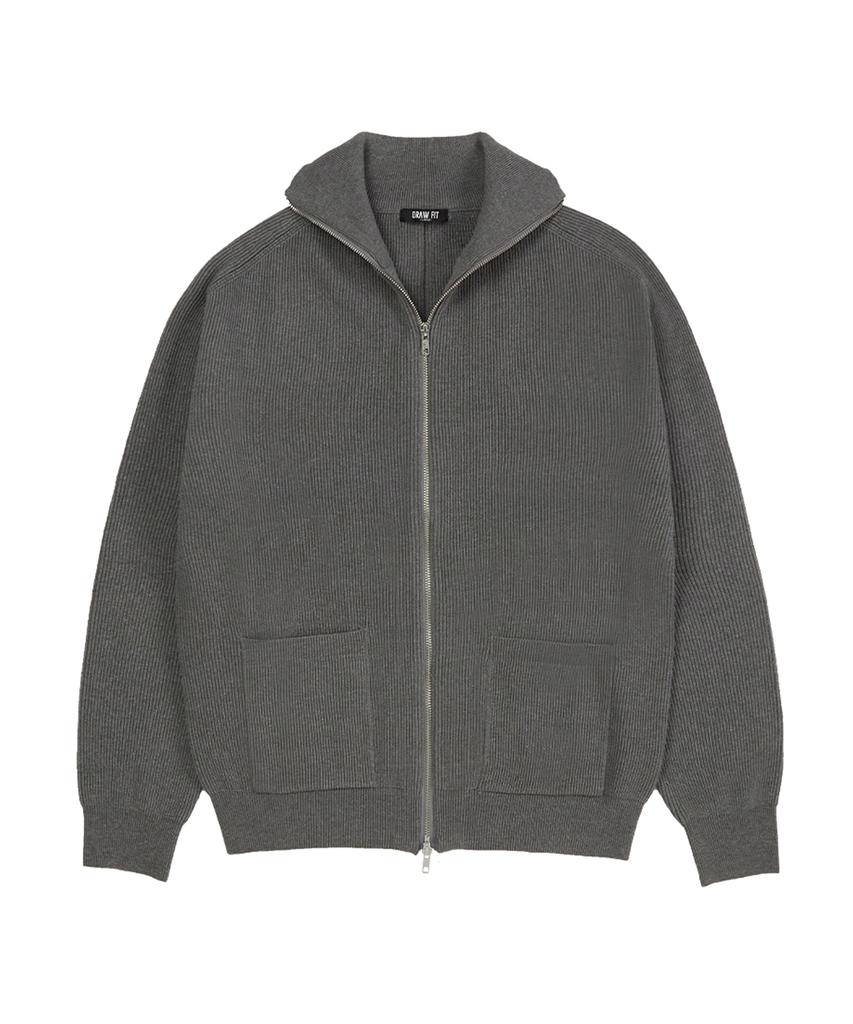 DRAW FIT Soft Pbt Two-Way Full-Zip Knit [M.Grey]