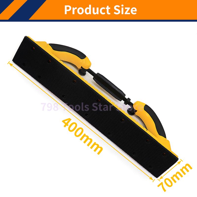 1PC Hand Sanding File Block with Hook&Loop Backing, 400*70mm Hand Sander Dust Extraction Sanding Block for Automotive Finishing