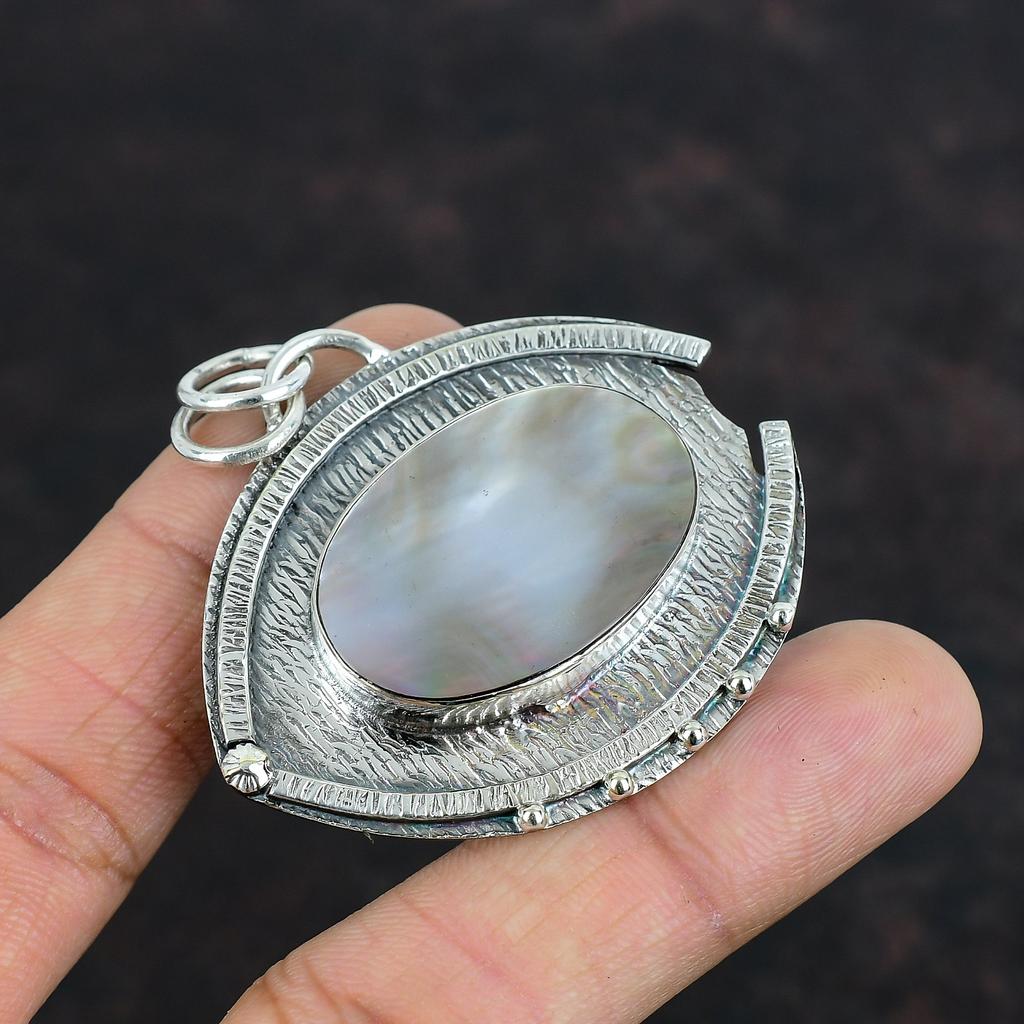 Черный перламутровый драгоценный камень кулон старинные ювелирные изделия 925 стерлингового серебра кулон ручной работы перламутровые ювелирные изделия подарки для женщин