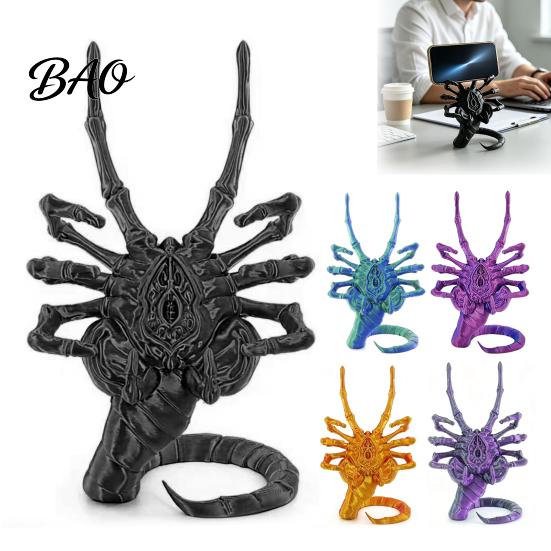 Sturdy Plastic Phone Dock 3D Printed Sci-Fi Horror Holder, Novelty Stable Smartphone Stand, Decorative Desk Organizer Compact Collectible Ornament for