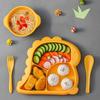 Cute Baby Dinosaur Toddler Tableware Set, Yellow, Plate + Spoon + Fork + Soup Bowl, Popular Korean Parenting Items