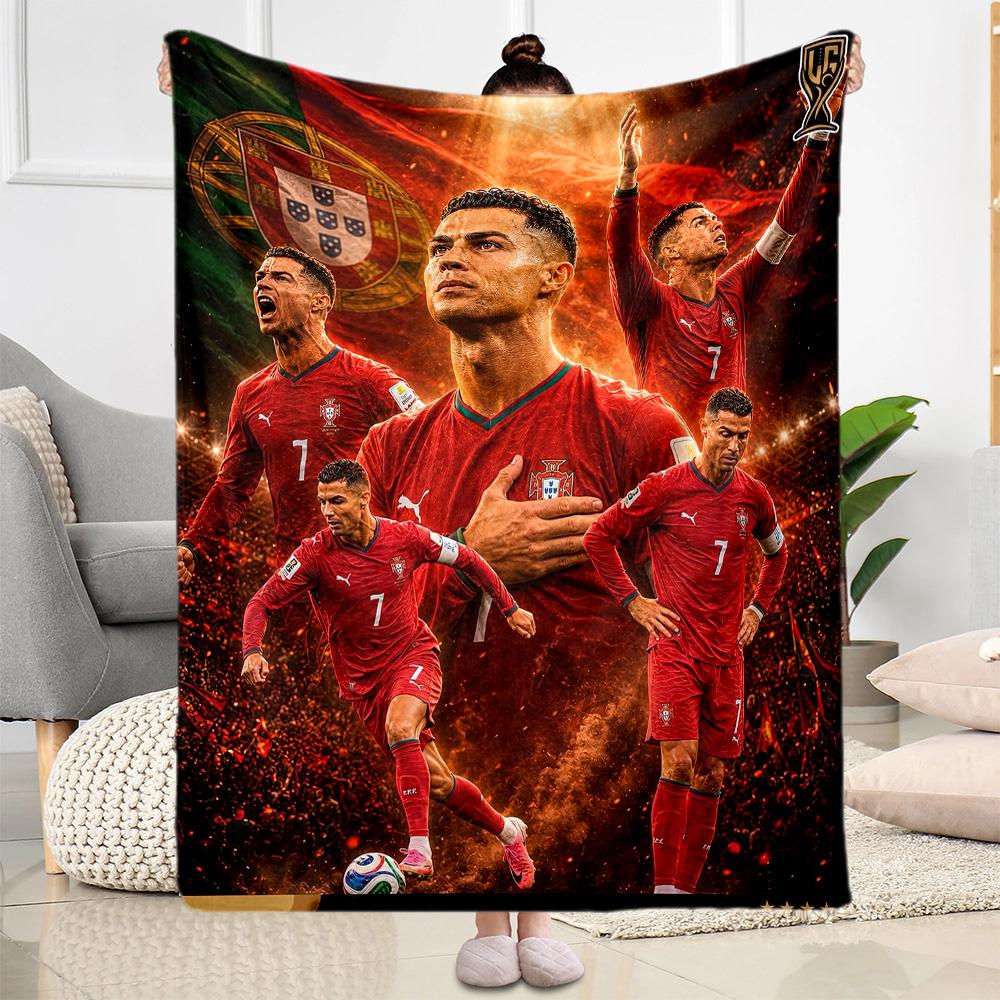 Cristiano Ronaldo Blanket Soft Cozy Suitable For Bed Chair Office Allseason Use Digital Print Gifts For Family Or Friends