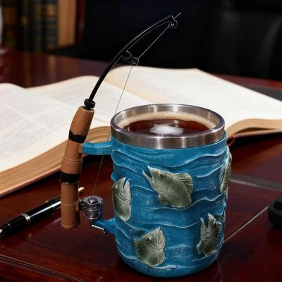 Полимерная кружка для кофе, чашка для холодных и горячих напитков, креативная забавная чашка с ручкой в форме удочки, для шоколада, чая, вина, пива, для дома, кемпинга