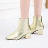 Fashion Ankle Boots For Women Casual Low Heels Motorcycle Boot PU Leather Spring Autumn Black Gold Silver Ladies Party Shoes
