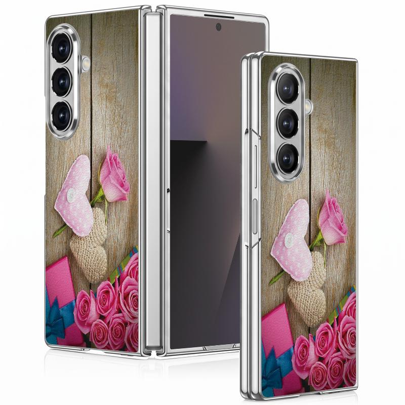 Милый чехол с принтом сердечек для Samsung Z Fold 8 Ultra 7 6 5, роскошная кожаная накладка с покрытием, жесткая защитная крышка для телефона Galaxy Z Fold8 Fold7 Fold6
