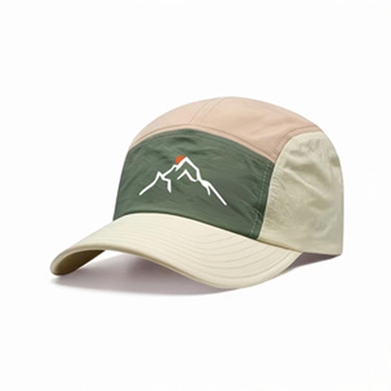 1 шт. Модная Бейсболка в стиле Outdoor, Пэчворк, Дизайн «Восход в горах», Эстетика для активного отдыха, Регулируемая кепка, Подходит для уличных образов