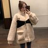 Lamb Plush Zipper Jacket Women's Trendy Autumn and Winter Plus Velvet Student Korean Style Loose and Versatile Sweatshirt for Women