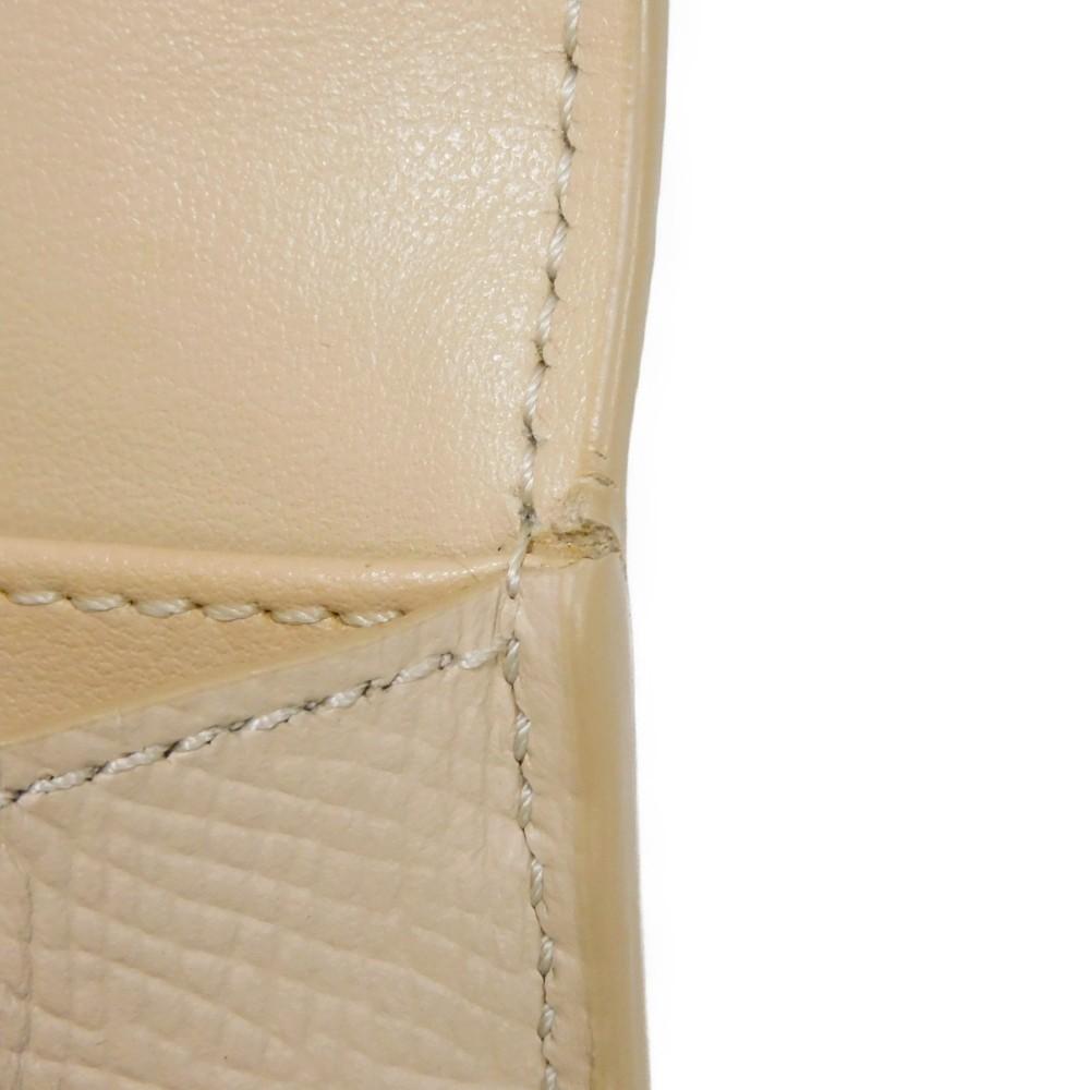 Used 10431 Large Flap Wallet 10B563BEL.03ND 7940 Foil-Stamped Grain Calfskin Beige Bifold Long Wallet New Logo Nude