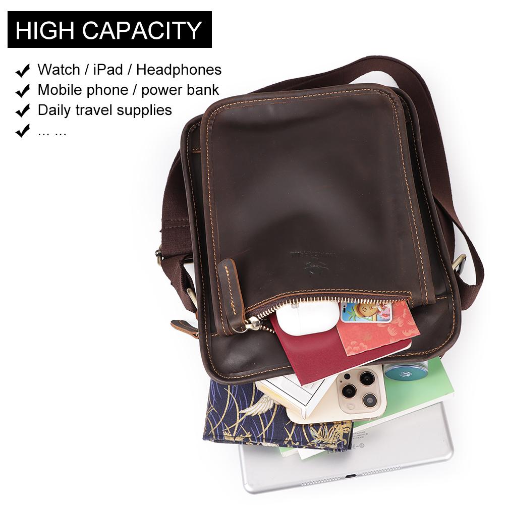 Humerpaul Кожаная сумка через плечо, вместительная многофункциональная дорожная сумка, спортивная сумка