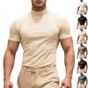 Summer's New Men's Casual T-shirt, A Fashionable Semi-high Neck Slim Solid Color T-shirt