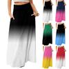 Women's Casual Leisure Foldable Gradient Print High Waist With Pocket Draped Relaxed Long Maxi Skirt