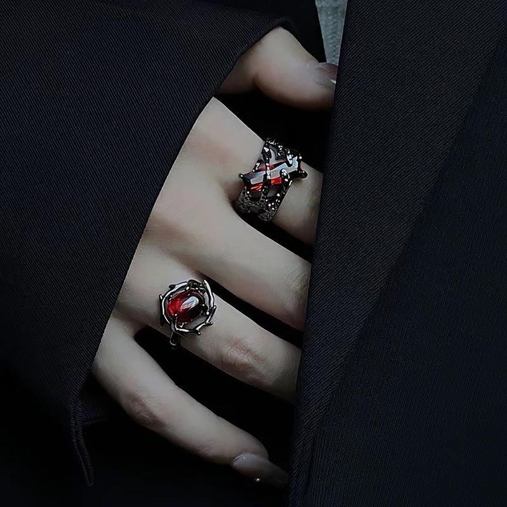 Кольцо из готического кристалла и жидкого металла, необычное, черное, шип, лава, регулируемое, цирконовое, открытое, ювелирное украшение для ценителей моды