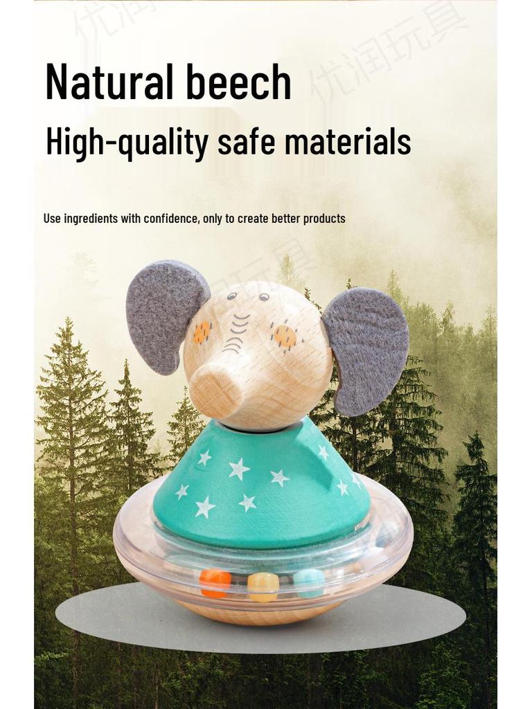 Деревянная пирамидка с мультяшными животными - Милая игрушка-неваляшка для малышей