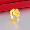 Sand Gold High Imitation Gold Flower Blooming Wealthy Open Ring Fashion Gold Flower Ring Gold-plated Jewelry