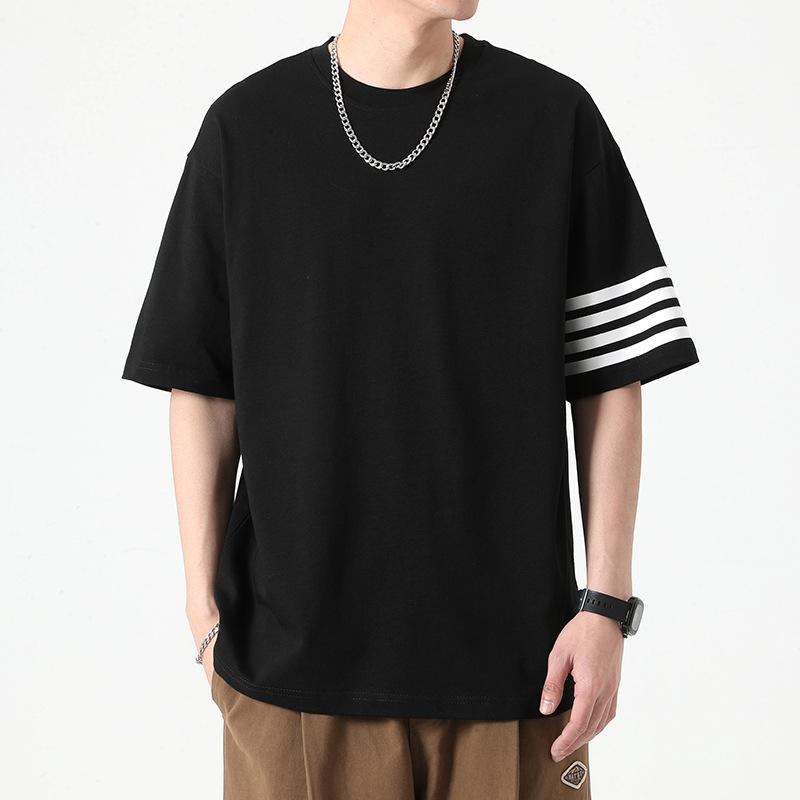 Мужская повседневная футболка с короткими рукавами, летняя футболка для пар, футболка с половиной рукавов, студенческая базовая свободная одежда