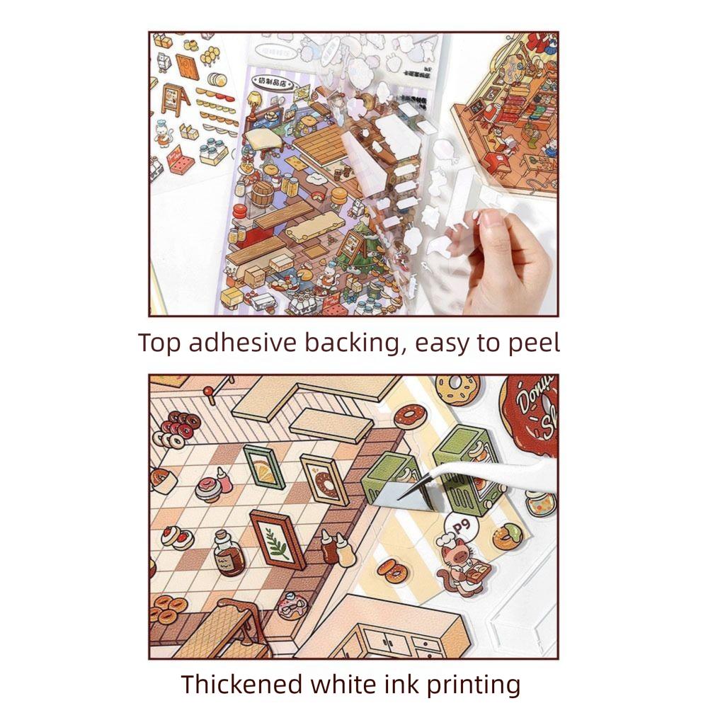 Decompression 3D Landscape Sticker Visual Stacking DIY Cabin Scene Sticker Children Gift