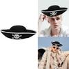 Vintage Triangular Hat with Roll Up Brim Halloween Banquet Party Pirate Hat for Girls Festival Theatrical Performances
