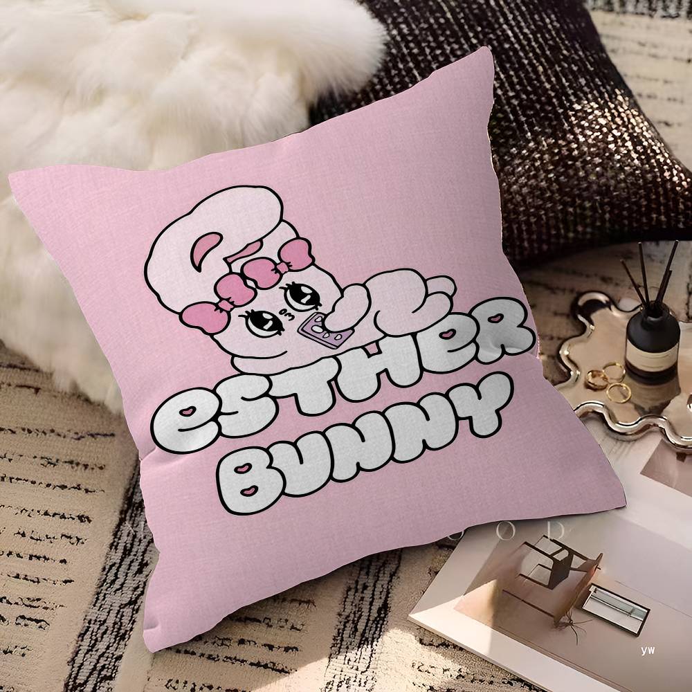 Anime Esther Bunny Personalized Pillow Dust Cover Bedroom Kids Party Decoration Pillowcase Birthday Children Gift