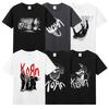 Летняя популярная мужская одежда Хлопковая футболка мужская с круглым вырезом и коротким рукавом Группа Рок Молодежная KORN Одежда для фанатов Свободные Оверсайз топы